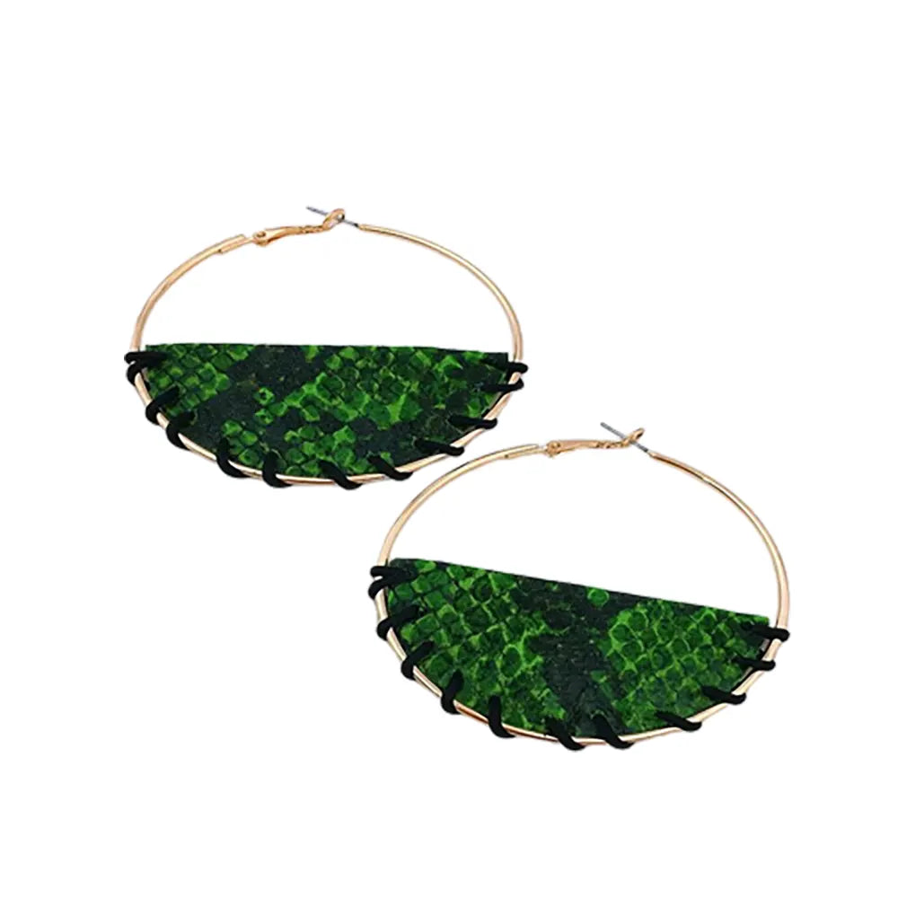 Snakeskin Hoop Earrings Green Snakes Store™