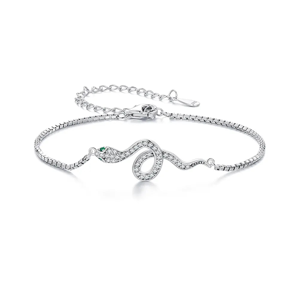 Sterling Silver Snake Chain Charm Bracelet Snakes Store™