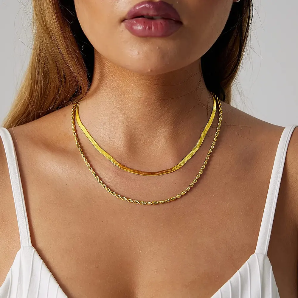 Double Snake Chain Necklace Gold Snakes Store™