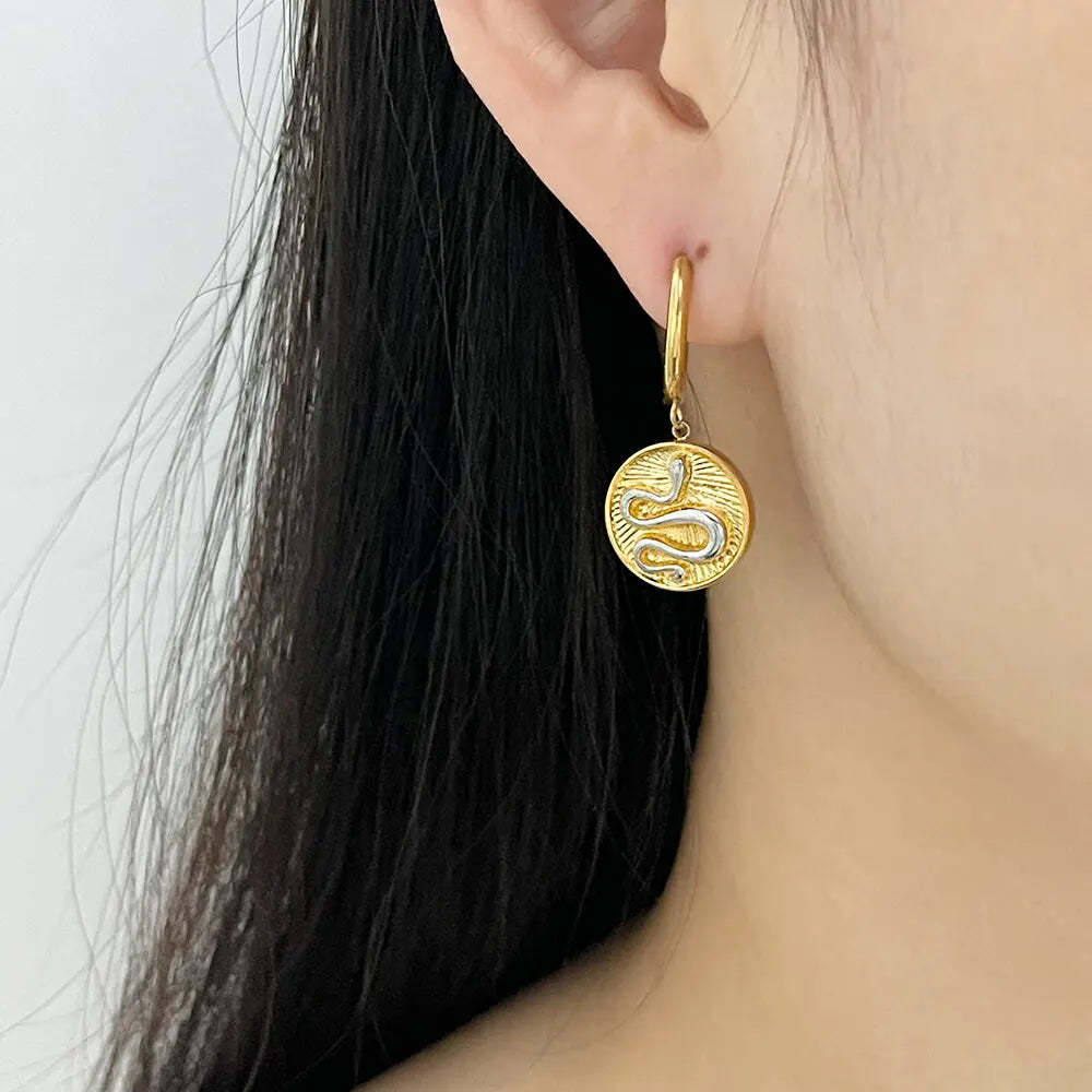 Titanium Snake Earrings Gold Snakes Store™