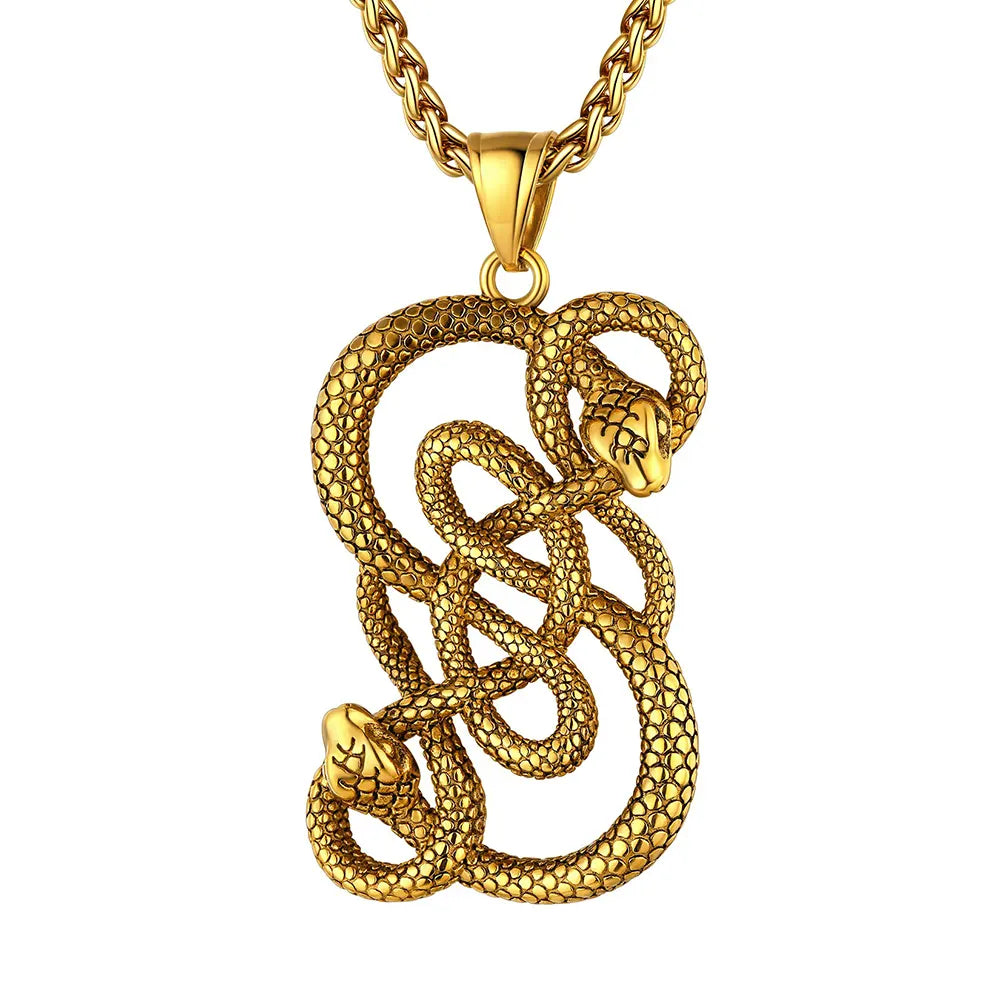 Viking Snake Necklace Gold Snakes Store™