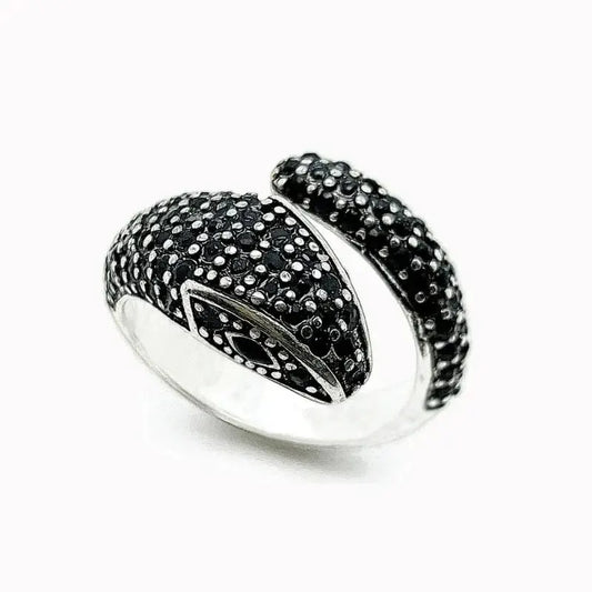 Black Diamond Snake Ring Black 925 Sterling Silver One fits for most Snakes Store