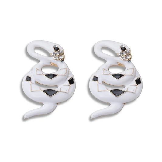 White Snake Earrings