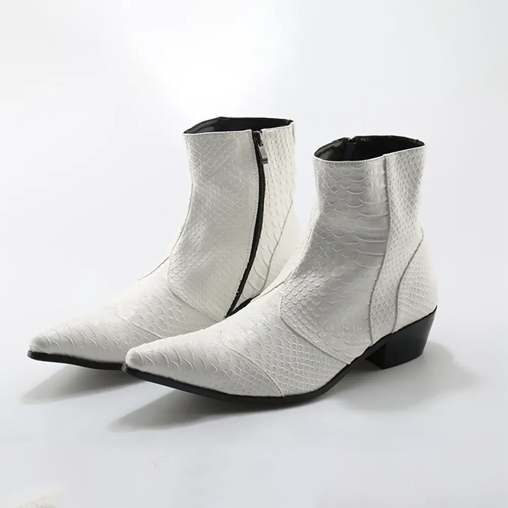 White Snakeskin Boots White Split Leather Snakes Store