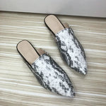 White Snakeskin Flat Mules - Vignette | Snakes Store