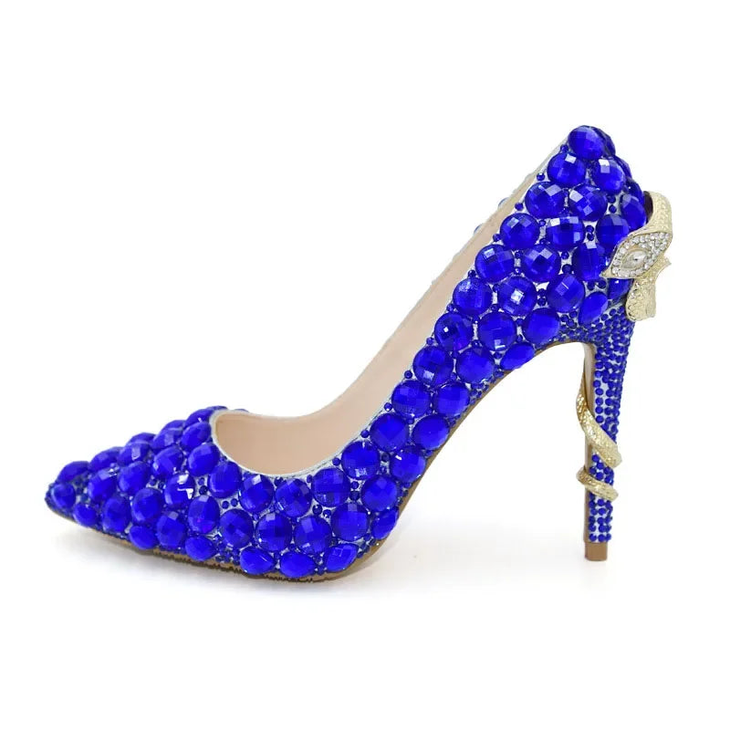 Women's Snakeskin Pumps Blue Snakes Store