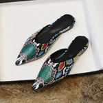 Womens Snake Print Mules - Vignette | Snakes Store