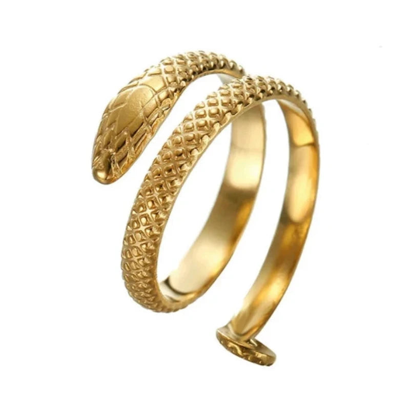 Wrap Around Snake Ring Gold 316L Stainless Steel One fits for most Snakes Store™