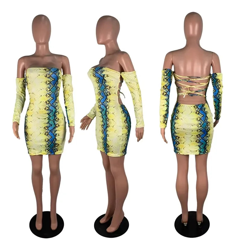 Yellow Snake Print Dress Snakes Store™