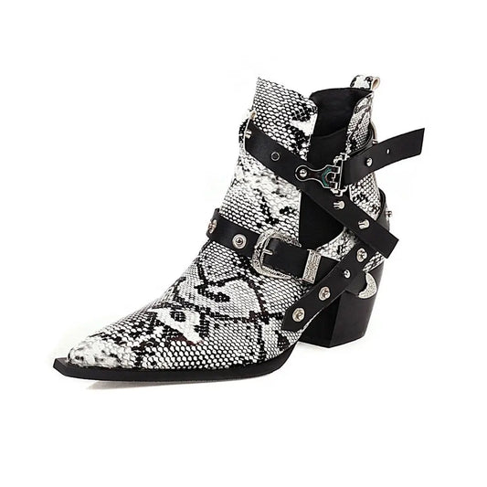 Black and White Snake Print Booties Black and White Snakes Store™