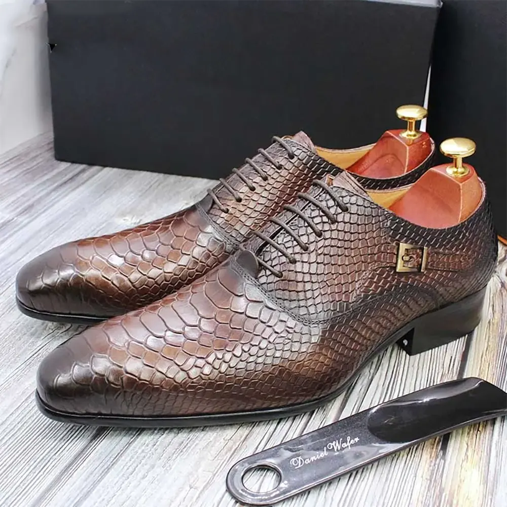 Brown Snake Print Shoes Brown Split Leather Snakes Store™