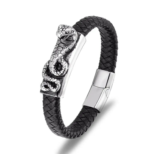 Cobra Bracelet (Leather) Black Snakes Store™