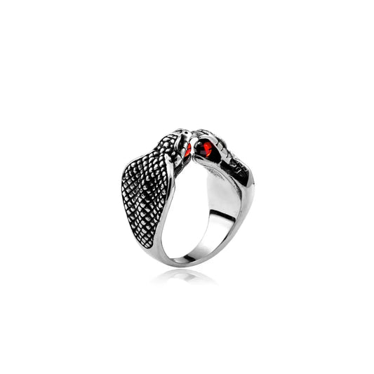 Double Head Snake Ring - 7 / Silver