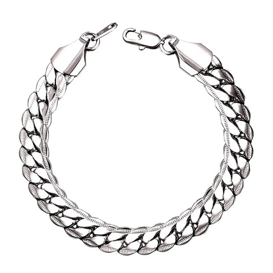 Flat Snake Chain Bracelet Silver 8.3" | 21cm 316L Stainless Steel Snakes Store™