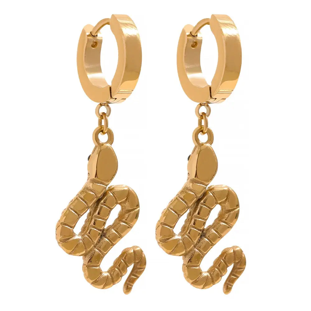 Gold Snake Hoop Earrings Default Title Snakes Store™