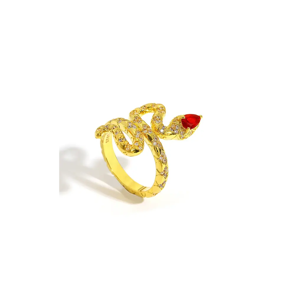Gold Snake Ring With Ruby Eyes | Snakes Store™