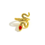 Gold Snake Ring With Ruby Eyes - Vignette | Snakes Store