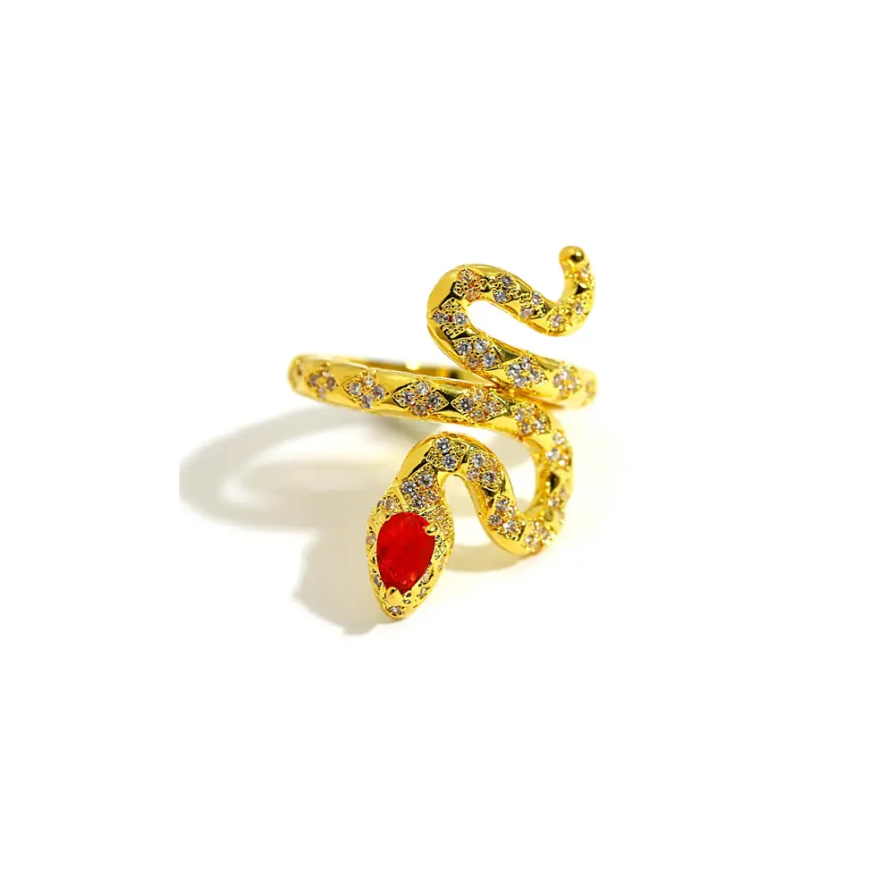 Gold Snake Ring With Ruby Eyes | Snakes Store™