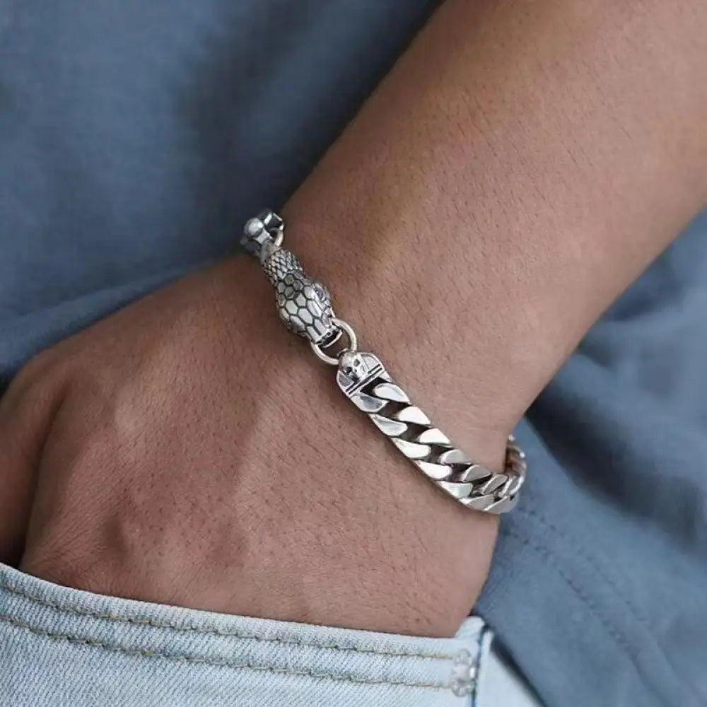 Men's Silver Snake Chain Bracelet Snakes Store™