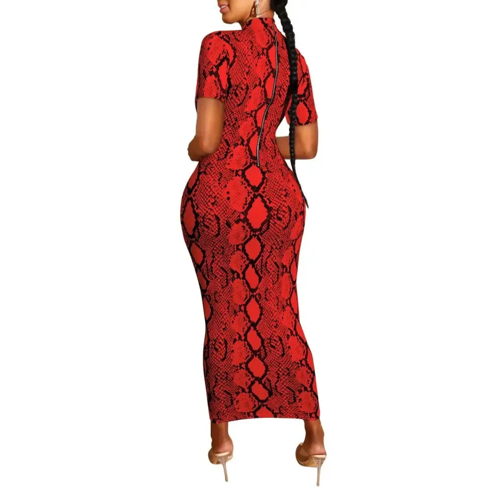 Python On Red Dress Red Snake Print Dress | Snakes Store™