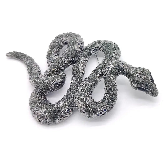 Silver Snake Brooch Black Snakes Store™