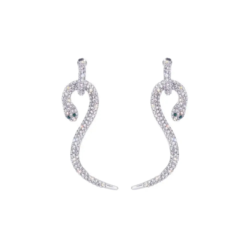 Silver Snake Earrings (Diamond) Snakes Store™