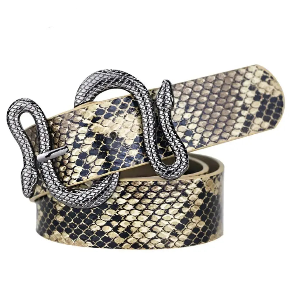 Snake Belt Buckle - Beige & Black / 39 | 100cm