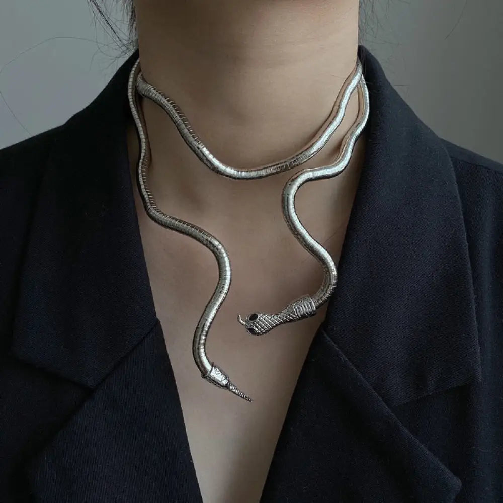 Snake Choker Necklace Silver Snakes Store™