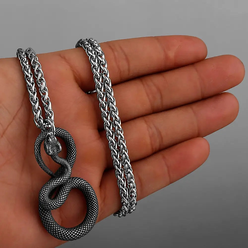 Snake Necklace Pendant Black 24" | 60cm Snakes Store™