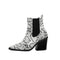 Snake Print Block Heel Booties White Genuine Leather Snakes Store™