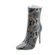 Snake Print Leather Booties Blue Genuine Leather Snakes Store™