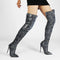 Snake Print Thigh High Boots Blue Genuine Leather Snakes Store™