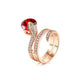 Snake Ring Rose Gold Red Gem Cubic Zirconia Snakes Store™