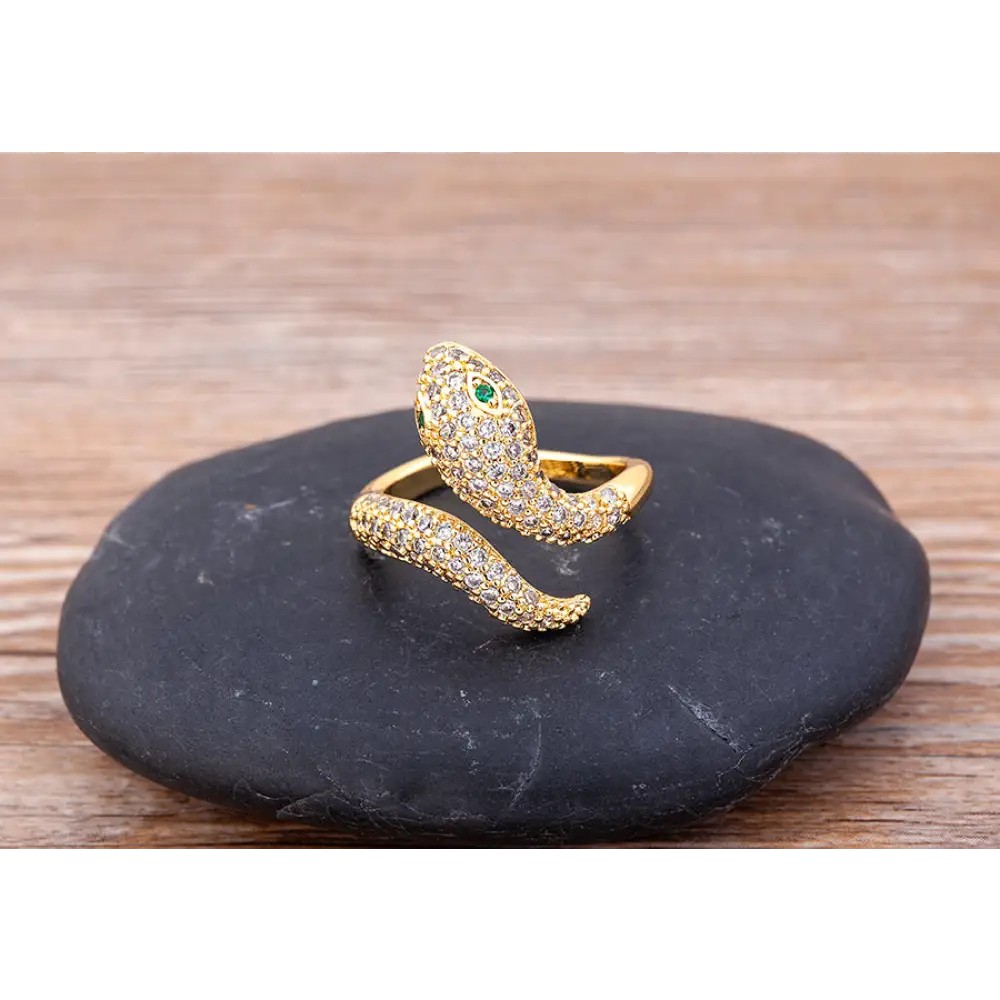 Snake Ring With Emerald Eyes (With Dimonds) Snakes Store™