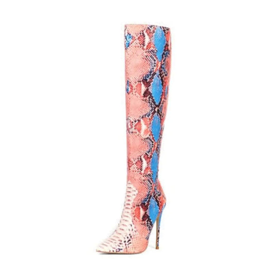 Snake Thigh High Boots Pink Snakes Store™