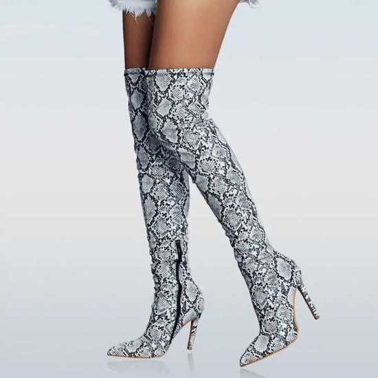 Snakeskin thigh boots Clearance