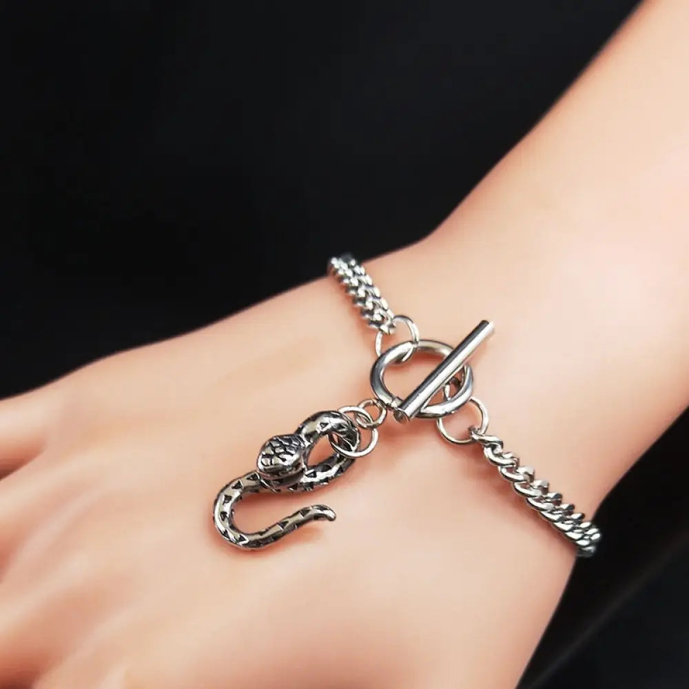 Stainless Steel Snake Chain Bracelet Adjustable Silver 316L Stainless Steel Snakes Store™