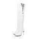 White Snakeskin Thigh High Boots White Genuine Leather Snakes Store™